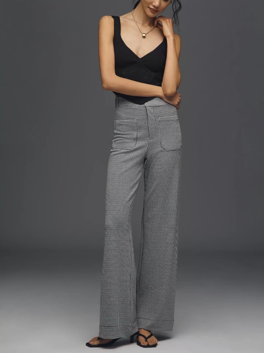 Anthropologie Maeve Jude Houndstooth Trousers High Waist Black & White Pants NWT